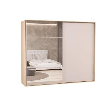 Imagem de Guarda Roupa Casal 2 Portas De Correr (2 C/ Espelho) E 4 Gavetas Ph 1806 Carvalho Nature/off White - Herval