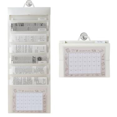 Imagem de TNDCKP Pasta de arquivo sanfonada de parede expansível, bolsa de arquivo A4 com 6 bolsos transparentes, organizador de armazenamento de arquivos portátil e dobrável com 6 pastas para salas de aula