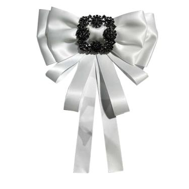 Imagem de Chamvino Blusa com laço de strass listrado vintage decote blusa feminina gravata borboleta acessórios de corpete (multicolorido), Zinco, Cristal