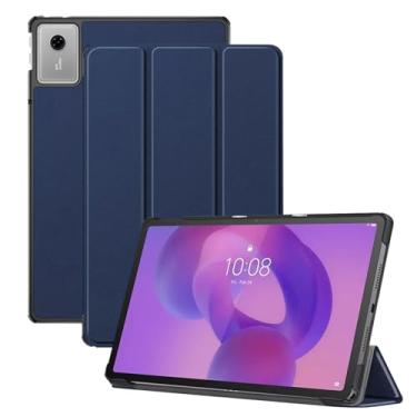 Imagem de Capa para tablet Lenovo Tab K11 Gen 2, capa KONXISA com suporte de três dobras, couro PU premium e capa de adsorção magnética, resistente a arranhões e à prova de choque, azul