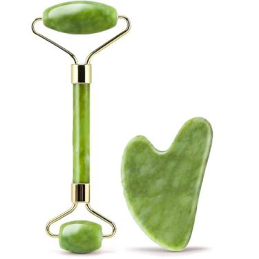 Imagem de Ferramenta de massagem de raspagem Guasha – Massageador facial antienvelhecimento, Gua Sha e Jade Roller Body Gua Sha para efeito de resfriamento e firmeza