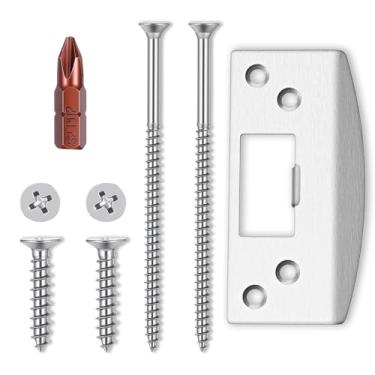 Imagem de Placa de bloqueio de porta grande, versão resistente, placa guia de trava reforçada de aço inoxidável com orifício grande, extensor universal de canto redondo placa de ataque kit de restauração