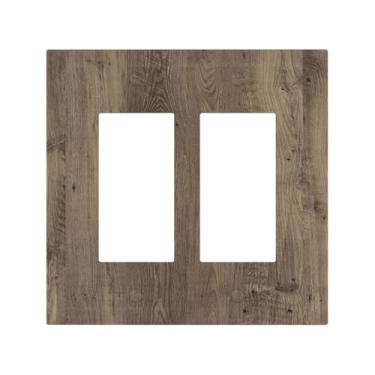 Imagem de Nadoabtm Capas decorativas para tomada rústica, textura de grão de madeira marrom, 2 gangues, interruptor de luz duplo, placa de interruptor elétrico, decoração Gfci, placa de parede para quarto