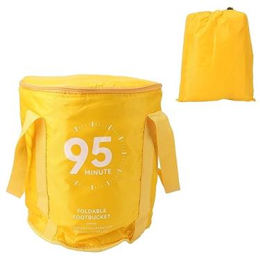 Imagem de Saco de banho de imersão para pés dobrável portátil à prova d'água isolado bacia de spa dobrável para pés para viagens de pedicure em casa com tampa feita de filme de alumínio PVC (Manga Amarela)