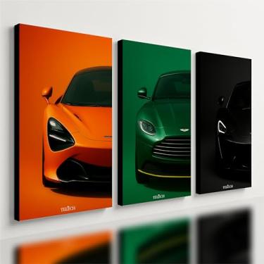 Imagem de Kit 3 Quadro Decorativo SuperCar Carro Esportivo Moderno Luxo Qualidade Premium (28x20cm)