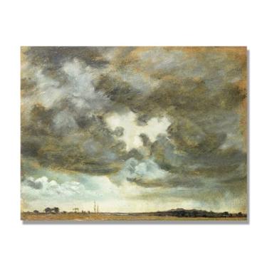 Imagem de NHLDZYH Impressão em tela estilo John Constable, (Cloud Study 15), painel de tela de paisagem romântica, decoração de parede com tema de natureza para quarto ou escritório. Apenas tela de 80 x 105 cm