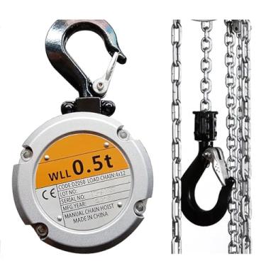 Imagem de Gancho de talha de corrente, guincho manual portátil, capacidade de 250 kg e 500 kg, corrente guia de 3 m + gancho giratório de 360°, talha de corrente para oficina de garagem, microgrua de corrente