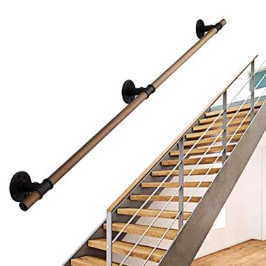 Imagem de Corrimãos de escada antiderrapantes de madeira maciça de madeira natural, uso doméstico contra a parede, grades internas do sótão para idosos, hastes de suporte de corredor (tamanho: 4 m)