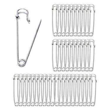 Imagem de 40 pinos de segurança grandes, pinos de segurança de aço resistente de 7 cm para roupas, cobertores, artesanato, saias, saias curtas, couro, lona e lã, etc. (prata)