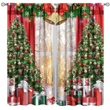 Imagem de Cortinas de janela de Natal, presente de árvore de Natal, neve, inverno, sino, cortinas de luz ambiente para cozinha, sala de estar, quarto, janela, tratamentos de 106 x 137 cm