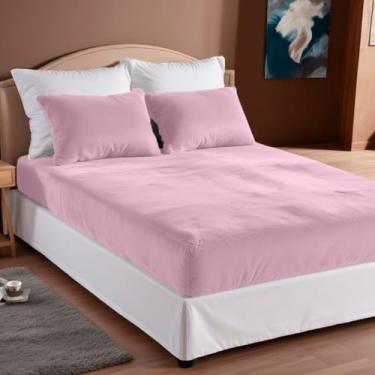 Imagem de Jogo De Lençol Manta Flannel Plush Queen(Rosa)