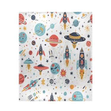Imagem de ATTX Cobertor de microfibra de veludo com estampa de foguetes de desenho animado - Cobertor de cama leve ultra macio para sofá, cama, 127 x 152 cm #415