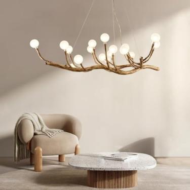 Imagem de Lustre pendente criativo em estilo Wabi Sabi do Sudeste Asiático para restaurante, arte de chá, janela, bar, decoração vintage (8 lâmpadas)