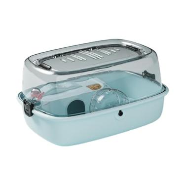 Imagem de ＡＷＨＡＯ Hamster Cage House Ventilação respirável Aberta Top, gaiola de pequenos animais, habitat, para ratos Gerbils Hedgehog Guinea Pigs Rats, Azul
