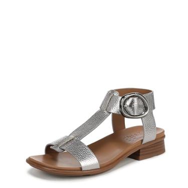 Imagem de Naturalizer Sandália feminina Brandy Flat, Couro prateado de estanho macio, 39