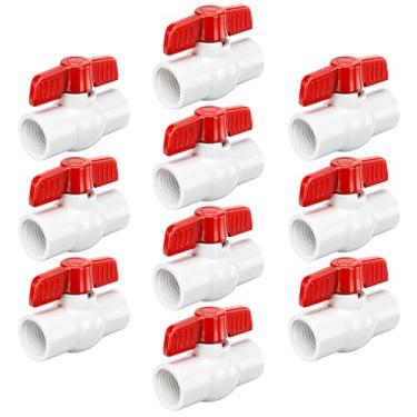 Imagem de YADIAN Pacote com 10 válvulas esféricas de PVC de 1/5.1 cm rosqueadas (NPT), válvula de fechamento de tubo de água SCH40 válvula de controle de plástico para piscina, bomba de esgoto, linhas de