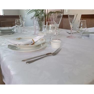 Imagem de Toalha de Mesa Jacquard Rústica para 4 a 12 Lugares – Toalha de Mesa Decorativa para Sala de Jantar e Cozinha (BRANCO,12 LUGARES)
