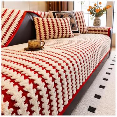 Imagem de SPXMQSS Capas de sofá para sofá seccional, capa protetora de móveis, capas de sofá grossas e macias de pelúcia laváveis, capa de sofá universal antiderrapante em forma de L 110 x 110 cm