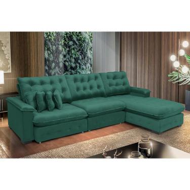 Imagem de Sofá Berlin 3.85x1.70m Com Chaise Super Pillow Top - Verde