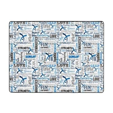 Imagem de ZERAOKE Tapete de área azul de ginástica 48 x 163 cm, lavável na máquina com suporte antiderrapante, tapetes macios para sala de estar, quarto, entrada, quarto de crianças, decoração de casa