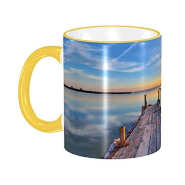 Imagem de Ourdovi Caneca de café expresso de cerâmica Sunset Scenery, caneca de cerâmica revestida faça você mesmo, para café, sopa, chá, leite, latte, cacau quente, colorido divertido 340 g.