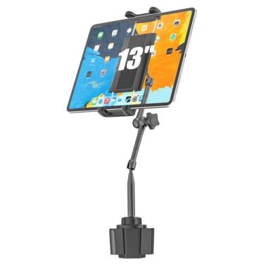 Imagem de Wukanleng Suporte de copo para tablet Heighten [superdurável] Suporte de copo de metal resistente para carro, caminhão, SUV, Tesla, compatível com Pad Pro 12.9/Air/Mini, Galaxy Tab/Z Fold de 4 a 13