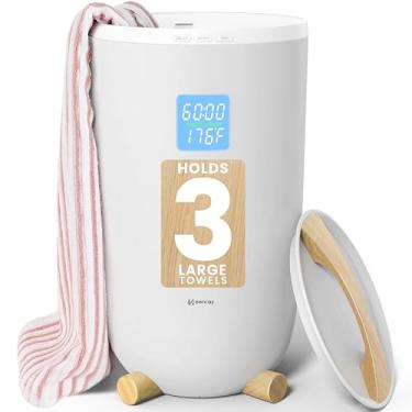 Imagem de Keenray Aquecedor de toalhas para banheiro, balde de aquecedor de toalhas de luxo com temporizador, visor de LED para tempo e temperatura, tempo de atraso de até 24 horas, trava para crianças
