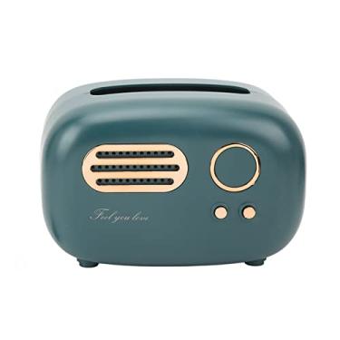 Imagem de Caixa de tecido de rádio estilo nórdico retrô verde formato de rádio caixa de armazenamento suporte para casa sala de estar mesa de centro decoração material plástico com 4 pés de