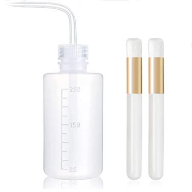 Imagem de 1 frasco de limpeza de cílios de plástico de 250 ml, 2 peças de xampu de limpeza facial de cravos de nariz para suprimentos de extensão de cílios (garrafa branca + escova de limpeza)