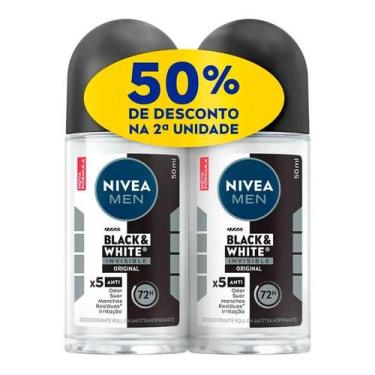 Imagem de Desodorante Roll-On Nivea Men Black & White Invisible 50ml - 2 unidade