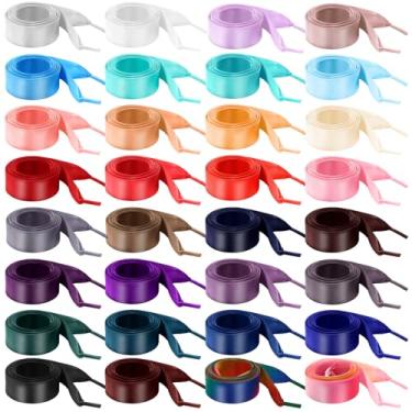 Imagem de Norme 32 pares de cadarços de sapato de fita plana de 119 cm a granel para mulheres, cadarços largos coloridos para tênis, botas de skate, Morandi, 47 inches