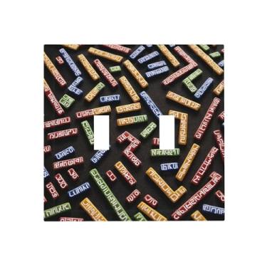 Imagem de Placa de parede com estampa de barra em forma de runa, capa decorativa para interruptores de luz, tamanho padrão, painel de interruptor bidirecional moderno para placas de luz, capas de interruptores