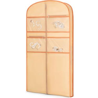 Imagem de Bolsa de roupa de 109 cm para viagem para pendurar roupas de armazenamento capa de terno com zíper e armazenamento de acessórios para casacos, vestidos, ternos