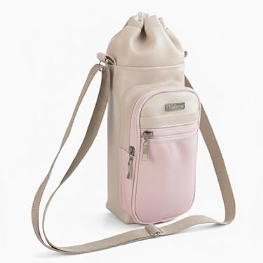 Imagem de Bolsa Térmica (MARFIM COM ROSA) GALANTE para Garrafa de 2 LITROS em Couro Sintético - Coleção Cores VERÃO 2026