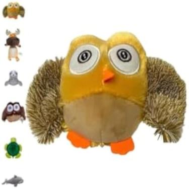 Imagem de Mordedor suave de pelucia coruja, bege, confortavel para filhotes, aconchegante