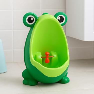 Imagem de Mictório Pinico Infantil em Formato de Sapo do Sapinho Verde Portátil com Alvo Giratório para Treinamento de Banheiro Desfralde Montagem na Parede 20,8 x 15 x 27,5 cm para Meninos