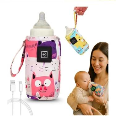 Imagem de Aquecedor de Mamadeira USB Capa Térmica de Viagem para Bebês Mantém leite e água quente Perfeito para Carro, Passeios e Viagens