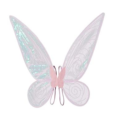 Imagem de Asas de Fada Borboleta Anjo Transparente Brilhante para Meninas com Cintas Ombro Elásticas Fantasias Halloween Favor Fes