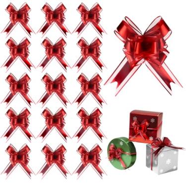 Imagem de Muswarm Arcos de puxar para embrulho de presente, 15 peças de laço grande de fita de Natal para embalagem de presentes, cestas de presente, Natal, casamento e decoração de festa (fosco e tule-vermelho