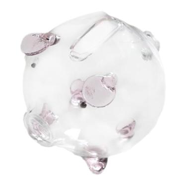 Imagem de Generic Cofrinho de vidro transparente em formato de porco, ideal para guardar dinheiro no Ano ou na sala de estar, Rosa 9x8cm