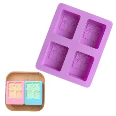 Imagem de Molde De Silicone Sabonete Artesanal de Árvore 100g Forma 4 Cavidades Artesanato Resina