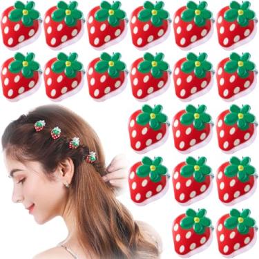 Imagem de Hzopcw 20 peças de mini clipes de morango para mulheres, pequenos grampos de cabelo de morango, antiderrapante bonito garra de mandíbula, acessórios de frutas para penteados longos, curtos, finos