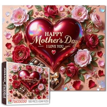 Imagem de Tucocoo Quebra-cabeça I Love You Mom, Dia das Mães 1000 peças para adultos, quebra-cabeça de 68 x 50 centímetros para mãe, presente de pintura de qualidade HD para mamãe - coração flores chocolate