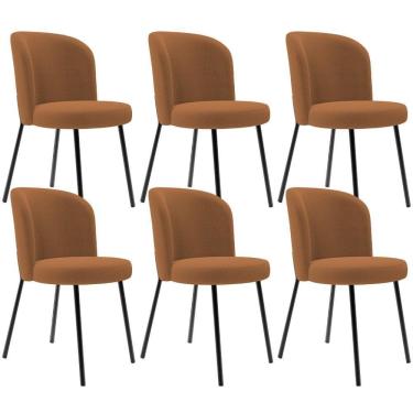 Imagem de Kit 6 Cadeiras Sala De Jantar Estofada Gavi L02 Bouclê Terracota - Lyam Decor