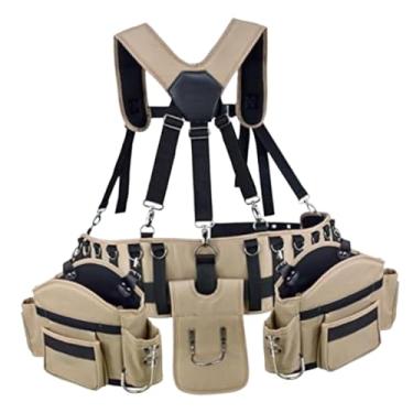 Imagem de Bothyi Cinto de ferramentas com suspensórios, bolsa de trabalho utilitária em tecido Oxford com vários bolsos e organizador para pais, construtores,