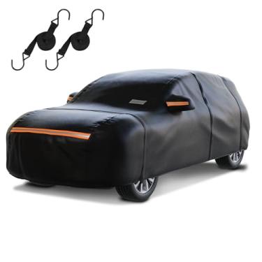 Imagem de Capa de carro SUV à prova d'água para todos os climas para automóveis, capas externas pesadas para uso externo com porta com zíper, proteção UV, chuva, sol, neve, poeira, proteção UV, tiras à prova de