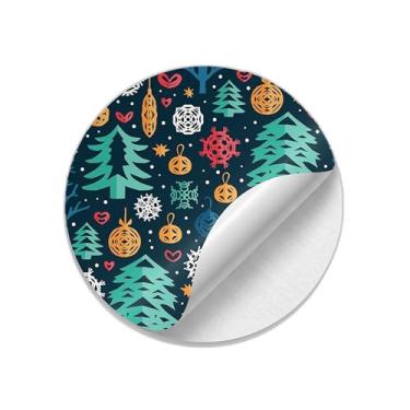 Imagem de 25 Autocolantes Adesivos Redondos Natalinos Inverno Papel Colorido - Tamanho 30x30cm