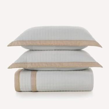 Imagem de Colcha Queen de Microfibra com 2 Porta Travesseiros Karsten Amaro Linho