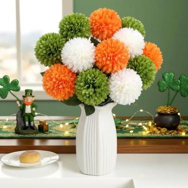 Imagem de Norme 12 peças de flores do dia de São Patrício, crisântemos artificiais, dia de São Patrício, decoração de casa, flores falsas de mães para arranjos florais internos, mesa de centro de mesa, vaso de