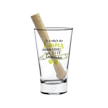 Imagem de Kit Caipirinha Saideira – Copo, Socador e Tábua, Conjunto Completo para Drinks, Ideal para Caipirinha, Bar e Área Gourmet